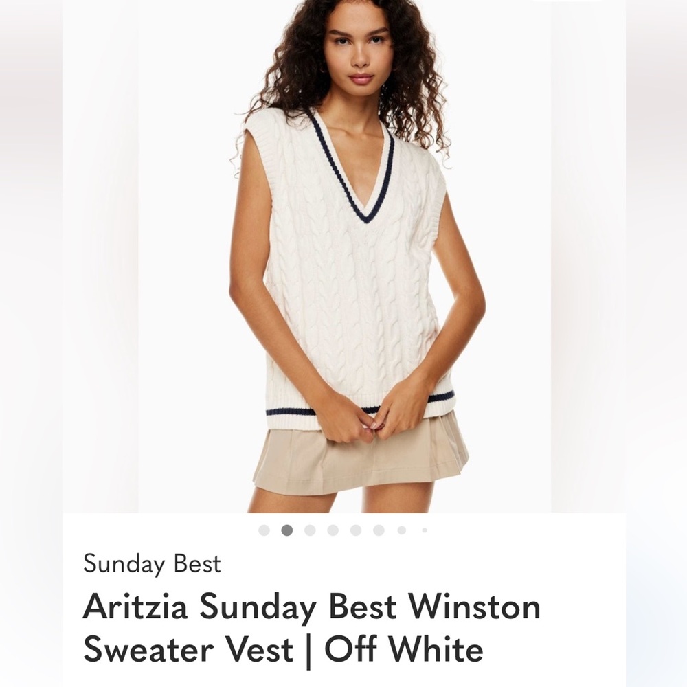 NWOT ARITZIA Sunday Best WINSTON Cream Cable Knit Vest